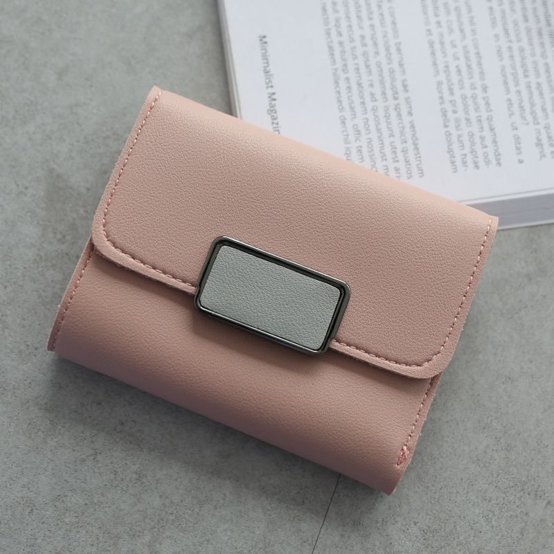 Women Fashion Stitching Contrast Color Retro Wallet