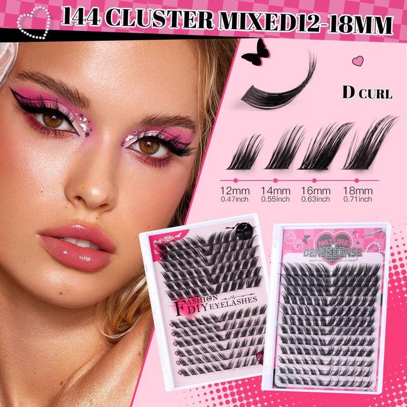 Single Cluster Diy Oblique Flying Dense Simulation 12-18Mm False Eyelashes