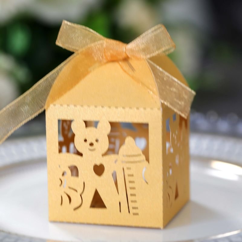 Simple Creative Laser Hollow Bear Bottle Wedding Candy Packaging Box