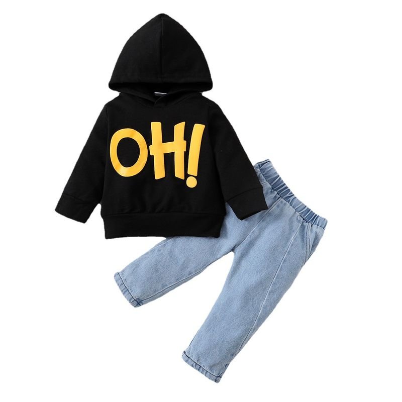 Kids Baby Boys Girls Fashion Casual Alphabet Print Long Sleeved Hoodies Jeans Sets