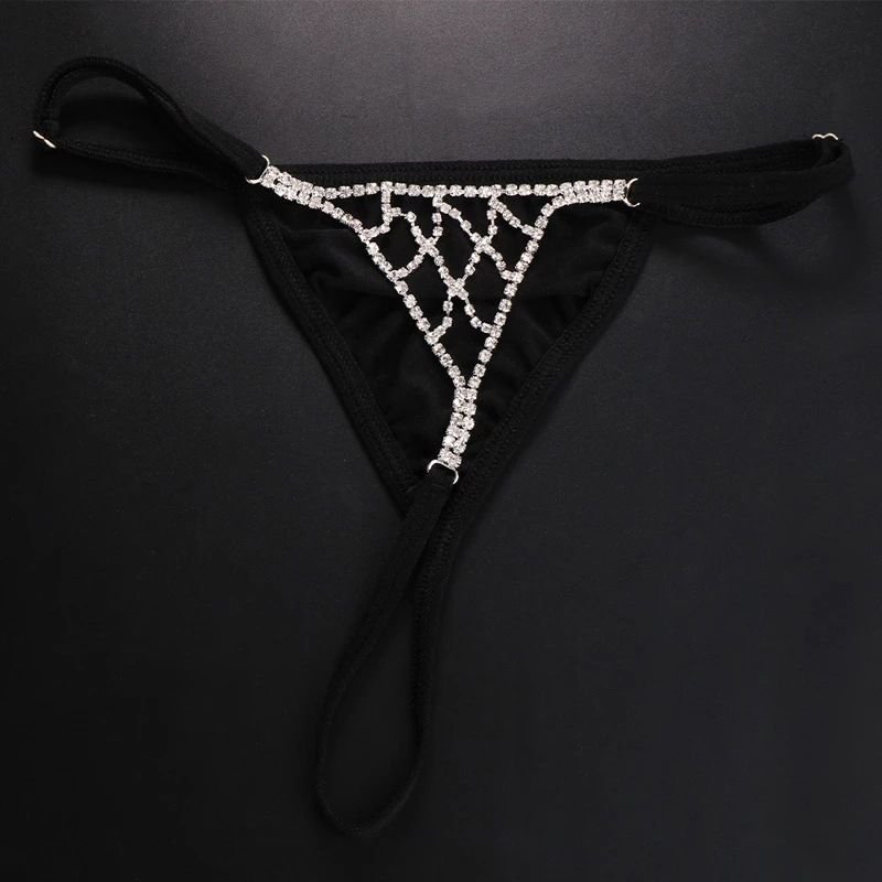 Women Fashion Sexy Mesh Rhinestone Panties Body Chain